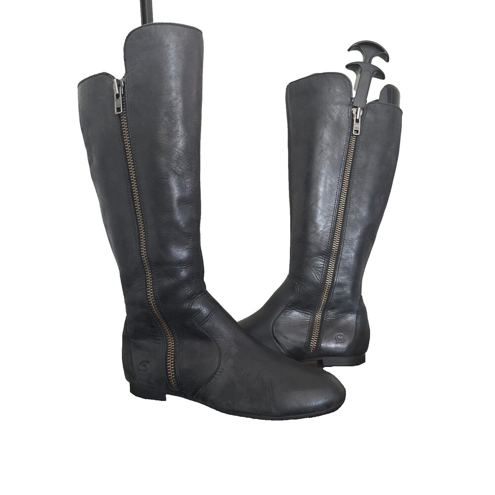Born Black Leather Knee High Riding Boots Equestrian Preppy Womens Size 8M